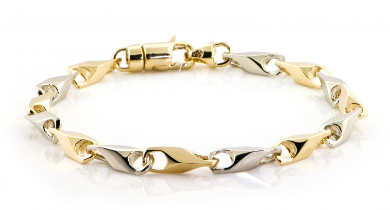 10K Two Tone Hand Made Gold Chain 5.8mm Wide 26"